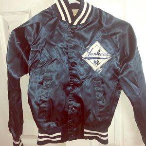 Vintage 80s Chalk line Satin Yankees Jacket